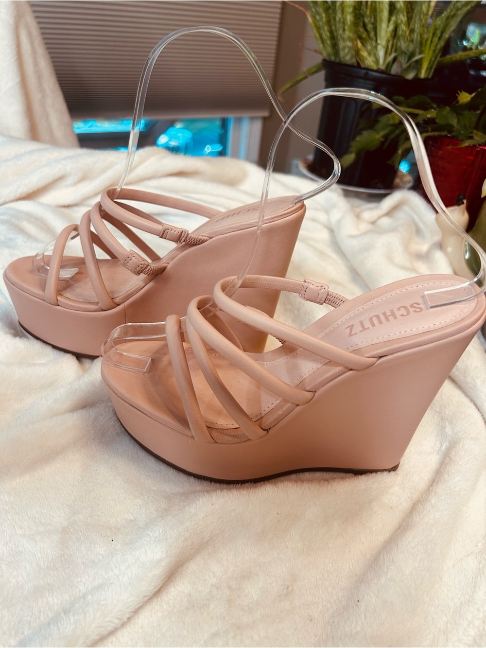 SCHUTZ Blush Nude Strappy Heeled Sandals - Picture 2 of 6